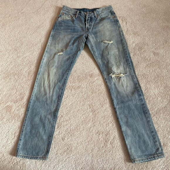 Women's Levi's 501 Blue Jeans W26 L28 Light Wash Button Fly - Picture 2 of 9